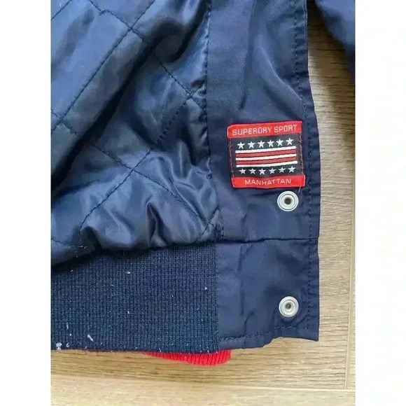 Vintage Superdry Sport 1990 Manhattan New York USA Bomber Jacket Men's M Snap Up - Picture 15 of 16